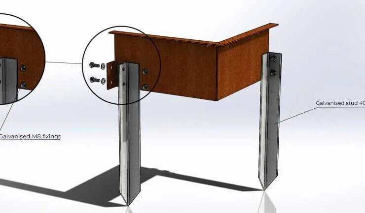 Belső sarokelem egyoldali peremmel