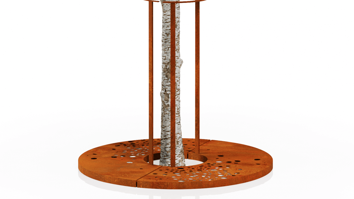 Kör alakú fatörzsvédő karfával